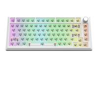 FKZ DK75 Wireless Gaming Keyboard,75% TKL RGB Backlit Mechancial Keyboard Hot-Swappable Tri-Mode BT5.0/2.4G/USB-C Custom Mechanical Barebones Kit with Knob for Mac/Win/PC Gamers(White)
