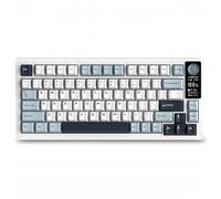 FKZ LT75 Creamy Keyboard with Screen&Knob,75% Hot Swappable Linear Switch Gasket Mount Custom RGB Gaming Keyboard BT5.0/2.4G/Type-C Wired NKRO Wireless Mechanical Keyboard (Light-Blue)