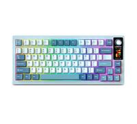 FKZ LT75Pro Wireless Mechanical Keyboard with Color Screen&Knob,75% Hot Swappable Pre-lubed Switch Gasket Mount Custom RGB Gaming Keyboard BT5.0/2.4G/Type-C Wired NKRO Creamy Keyboard (Lake-Blue)