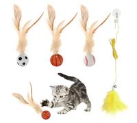 FL HUA 3 Pcs Interactive Bouncy Cat Ball with Feather, Bouncing Ball Cats Toy Mute with Door Hanging Cat Toy, Kitten Feather Toys for Interactive Exercise