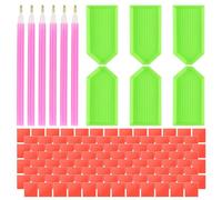 FL HUA Diamond Painting Accessories Kits, 6 Pcs 5D Diamond Art Trays and Drill Pens, 100 Pcs Clay Glue Wax Squares, DIY Art Accessories for Kids and Adults