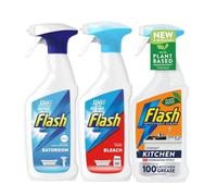 Flaash Cleaning Spray - Pack of 3 (500ml Each) | Bathroom, Bleach & Kitchen Cleaning Sprays | Powerful Stain, Grease & Germ Removal
