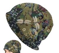 Flabby Beanie for Women, Dragonfly Print, Retro Beanie Women, Unisex Knitted Headgear for Adults, Hiking, Travel, Outdoor Activities, Commuting, Beach Holidays, b, L
