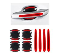 Flaconi 8PCS Car Accessories, Automotive Exterior Accessories, 3D Carbon Fiber Door Bowl Paint Scratch Protective Film, Anti Scratch Cover Guard (Red)