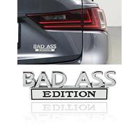 Flaconi Car Emblem,Car Decals,Emblems,Fuck It,Bad Ass Edition,Car Emblems and Badges,Car Sticker Badge,Edition Car Emblem,Truck Emblems and Badges,Suitable for Cars,Trucks,SUVs (Silver-Black, B)