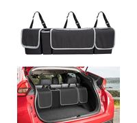 Flaconi Car Trunk Organizer, Backseat Hanging Organizer, Collapsible Cargo Storage Bag, Suitable for Most Cars (Black, Dark Gray)