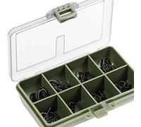 FLADEN 80 Assorted Barbless Curved and Wide Gape CARP FISHING HOOKS (Size 4, 6, 8 and 10) in Multiple Section Tackle Storage Box - 15cm x 12cm x 3cm