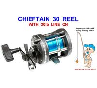 NEW RON THOMPSON 6ft 2pc 20LB-30LB BOAT ROD+CHIEFTAIN 30 MULTIPLIER REEL+LINE ON