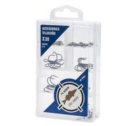 FLADEN Fishing 38pc Zander Terminal Tackle Kit - Treble Hooks, Fluorocarbon Leaders, Swivels & Split Rings in Tackle Box [16-7041]