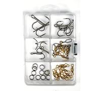 Fladen Fishing - Coast & Sea HEAVY Terminal Tackle Set - 35 Pieces - Treble Hooks Coastlocks Split Rngs & Swivels in a Box [16-7044]