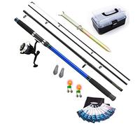 FLADEN Fishing Complete Beach Casting Set - XTC 12ft 4 Piece Rod (100g to 250g) / SURF 70 Reel/Sand Spike/Tackle Box/Rig Wallet / 10 Rigs / 3 oz Weights/Twin Bell/Lights for Coast [40-028]