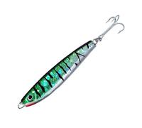 FLADEN Fishing - Scintillo Lure 28g 40g 60g Stinger Striped Holographic Imitation Bait Pirk Fish with Treble Hook for Bass Mackerel (Green Silver, 28g)