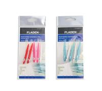 FLADEN Fishing - Single Packs of Feathered Sandeels Rig - Ready to Use Tied Boat Wreck Sea and Shore - 60lbs Mainline - 5 Hook - Size 2/0 - (Blue/White) [17-6202-5-2/0]