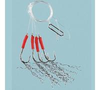 FLADEN Fishing - Single Packs of Sea Silver 4 Hooks Tinsel Sea Feathers Fishing Lure Rigs - Hook Size 2/0 - Excellent Deep Sea Rig for Mackerel and Cod [17-1284-2/0]