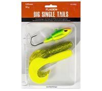 FLADEN Fishing SOFT BAITS - 2 x 12cm BIG SINGLE JIG TAILS - (4 Colours and 3 weights - 40g 60g 90g) Lead-Free Jig Heads - Quality Fishing Imitation Bait Lures (Colour Set 3, 60g Jighead)
