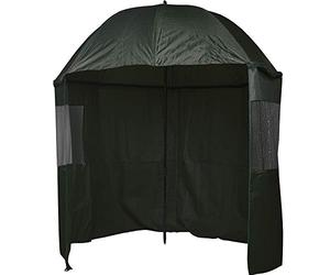 FLADEN KINGCARP - 2.5m Span Fishing Umbrella Waterproof Adjustable Height 1m to 2m Dark Green with Zip On Sheet and PVC Viewing Panels [25-127]