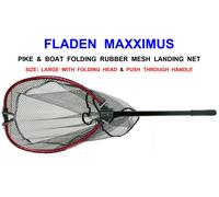 FLADEN MAXXIMUS FOLDING RUBBER MESH LANDING NET PUSH THROUGH HANDLE PIKE BOAT