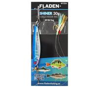 Fladen Shiner Speed Jig Double Hook Rig - 30 g Casting Lure with Fish Skin Feathers | Size 4 Treble Hook | Mackerel, Cod, Herring, Bass & Pollack | Boat & Shore Fishing | 20 lb Mainline (Blue)