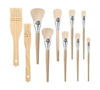 Fladhheg 10 PCS Assorted Size Goat Hair Brushes Hair Duster Flat Brush Sweep Mops for Watercolor, Wash, Ceramic
