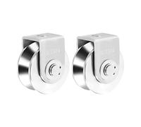 Fladhheg 2Pcs 2 Inch V Type Pulley Roller 304 Stainless Steel Sliding Gate Roller Wheel Bearing for Material Handling and Moving