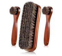 Fladhheg 3 Pieces Horsehair Shoes Polish Brushes Kit Shoe Brush Leather Shoes Boot Care Clean Polish Daubers Applicators