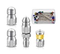 Fladhheg 6-Piece Sewer Jet Nozzle Kit, Stainless Steel, 1/4 Inch NPT, Sewer Jetter, Drain Cleaning Tool