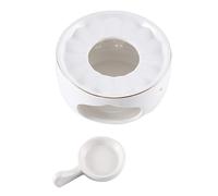 Fladhheg Ceramic Heat Preservation Small Tea Stove Light Furnace with Candle Tray Heater Trivet Dish Cup Heat Pot White