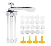 Fladhheg Cookie Press Stainless Steel Spritz Cookie Press,Icing Kit with 20 Cookie Mold Discs and 4 Piping Nozzle for DIY Biscuit