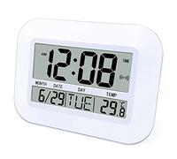 Fladhheg Digital Wall Clock Battery Operated Simple Temperature Calendar Date Day for Home Office