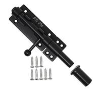 Fladhheg Heavy Duty Slide Bolt Gate Latch with A Padlock, Horizontal Bolt Latch Floor Latch Hardware and Lockable (Black,6 Inch)