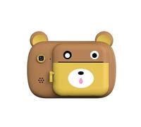 FLADO Cartoon Smart Children's Camera Thermal Instant Printing Digital Small SLR Camera Toy Gift 2.4-Inch Screen, 2400W Pixels, Instant Shooting (Brown)
