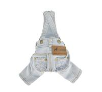 FLAdorepet Classic Dog Denim Overall Jeans Clothes Pet Cowboy Costume,S | For Small Medium Dog Cat;Ideal for Chihuahua Yorkie Dachshund;Soft Denim Cotton Fabric;Halloween Holiday Dog Costume Outfit