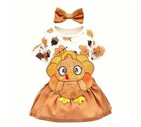 FLAdorepet Dog Turkey Dress with Hair Bow,Pet Cat Thanksgiving Costumes Outfit,Dog Clothes Holiday Vest Fall Dresses for Small Medium Dogs Girl,Medium