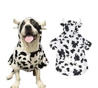 FLAdorepet Halloween Dog Cow Costume Outfits for Large Dog Winter Fleece Puppy Jacket Coat Hoodie Funny Dog Clothes Golden Retrieve(White, 6XL)