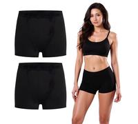 FLADY Period Shorts for Women 2 Pack - 95% Bamboo Heavy Flow Leakproof Underwear | Super Heavy Absorbency | Washable & Reusable | Period Pants for Teenage Girls | Boxer Short Fit Size S Black