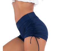 FLADY Period Swimwear for Women & Teen Girls - Leakproof Swim Shorts with Built-in Period Pants - Black High Waisted Bikini Bottoms - Ladies Swimwear for Heavy Flow Size XS Blue