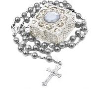 FLAFARY Rosary Beads, Rosary Beads Catholic for Men and Women Pack in Holy Cup Metal Gift Box, First Communion Rosary for Girls and boys, Rosary Necklace as Gifts for Mother, Grandmother, Elders.