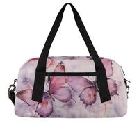Flag American Kids Duffle Bag Boys Girls Small Sport Dance Gym Bag for Overnight Travel Weekender Carry On, Purple Butterflys, 18.5"L x 9.4"W x 7.8"H