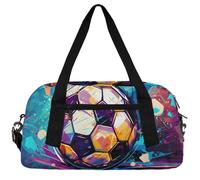 Flag American Kids Duffle Bag Boys Girls Small Sport Dance Gym Bag for Overnight Travel Weekender Carry On, Colorful Footballs, 18.5"L x 9.4"W x 7.8"H