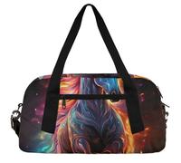 Flag American Kids Duffle Bag Boys Girls Small Sport Dance Gym Bag for Overnight Travel Weekender Carry On, Cool Fiery Dragon, 18.5"L x 9.4"W x 7.8"H