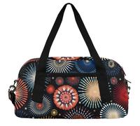 Flag American Kids Duffle Bag Boys Girls Small Sport Dance Gym Bag for Overnight Travel Weekender Carry On, Abstract Fireworks Blue Red, 18.5"L x 9.4"W x 7.8"H