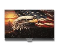 Flag And Eagle Business Card Holder Aluminum Alloy Business Card Holder Ultra-Thin ID Cards Case for Office Workers Customer Visit Cooperation Negotiation