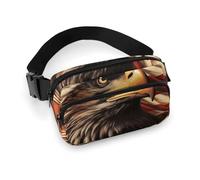 Flag And Eagle Fanny Pack for Women Men Waist Bag Belt Bag Adjustable Casual Bag for Travel Sports Hiking, white, 7.9x5.1inches