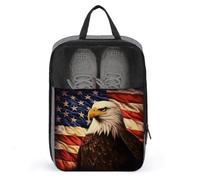 Flag And Eagle Shoe Bag Travel Shoe Organizer Water-Resistant Shoe Pouch with Zipper Sneaker Dust Bag, gray, One Size, Modern