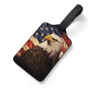 Flag and Eagle Suitcase Tags Personalized Luggage Tag with Privacy Cover ID Card Slot for Travel Luggage Bag, Unique Design Name Tags for Suitcases, Backpacks & Gifts