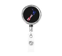 Flag and Map of New Zealand Heavy Duty Metal Badge Holder Reel, Retractable Badge Holder with Belt Clip for Key Name Card Holder Employee Teacher