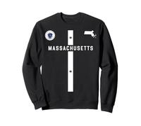 Flag and silhouette of Massachusetts state map, state seal Sweatshirt