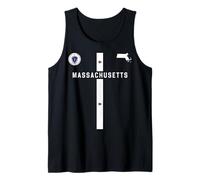 Flag and silhouette of Massachusetts state map, state seal Tank Top