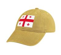 Flag Baseball Caps Mens Women Yellow Baseball Cap with Adjustable Buckle Sports Caps Denim Cotton Georgia Flag Cap for Running, Gym, Fashion, Office and Outdoor