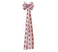 Flag Bow Oversized Patriotic Wreath Bow Extra Large Faux Linen Independence Day Decoration for Front Door Mailbox Garland Red White Blue 33x136cm